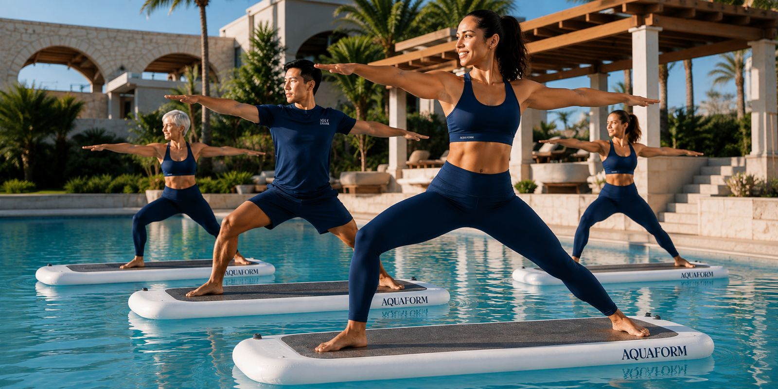 AquaForm floating board class in a pool